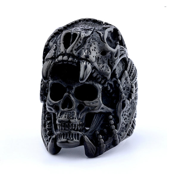 Men's Retro Stainless Steel Skull Ring With Animal Zodiac Motif And Personality Design Fine Craftsmanship Wholesale Fashion Jewelry