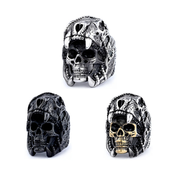 Men's Retro Stainless Steel Skull Ring With Animal Zodiac Motif And Personality Design Fine Craftsmanship Wholesale Fashion Jewelry