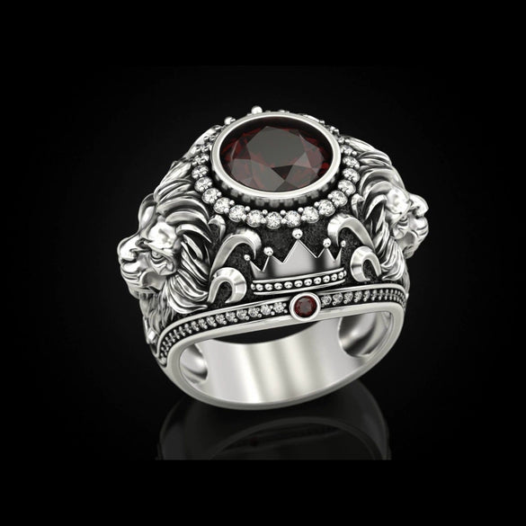 Men's Ring Alloy Gold Silver Retro Crown Lion Electroplated