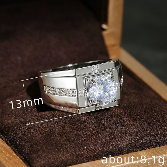 Men's Ring Copper Geometric Inlaid Zircon