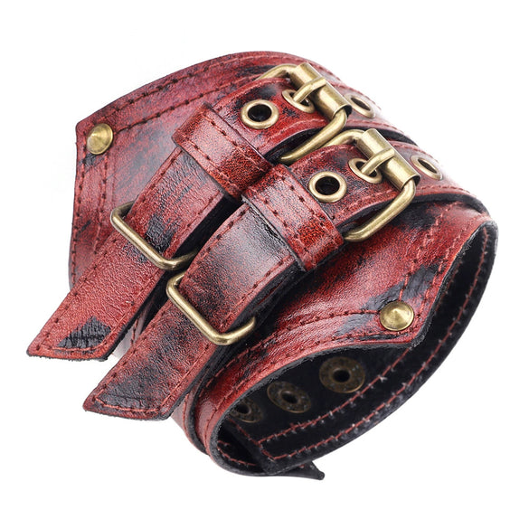 Men's Rock Retro Cowhide And Alloy Handmade Geometric Bracelet