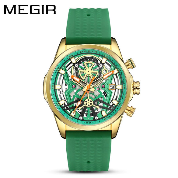 Men's Silicone Alloy Quartz Watch Business Style Round Dial Spiral Crown Pin Buckle