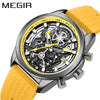 Men's Silicone Alloy Quartz Watch Business Style Round Dial Spiral Crown Pin Buckle