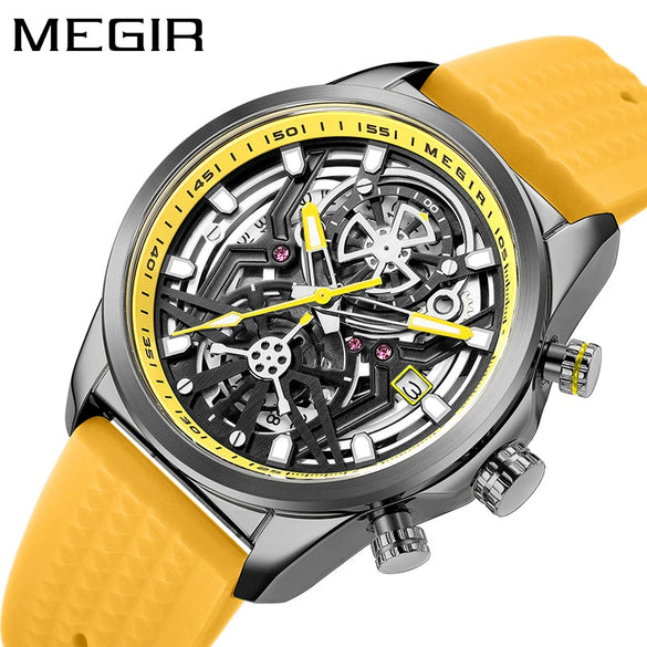 Men's Silicone Alloy Quartz Watch Business Style Round Dial Spiral Crown Pin Buckle