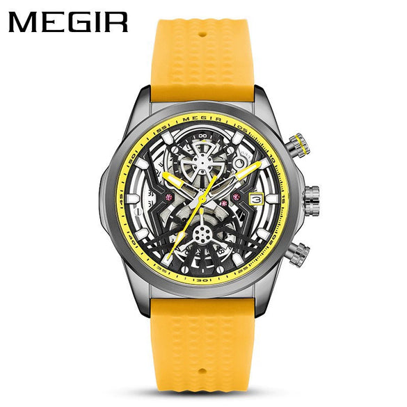 Men's Silicone Alloy Quartz Watch Business Style Round Dial Spiral Crown Pin Buckle