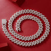 Men's Silver Moissanite Inlay Geometric Cuban Chain Necklace