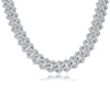Men's Silver Moissanite Inlay Geometric Cuban Chain Necklace
