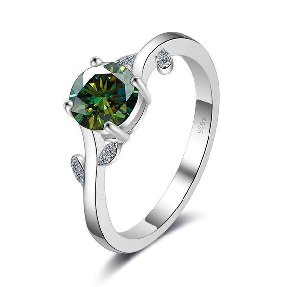 Men's Silver Synthetic Moissanite Round Ring Set With Precious Stones