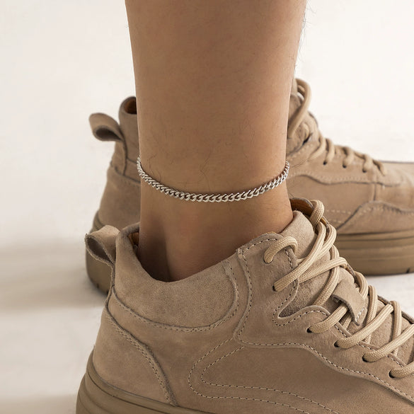 Men's Simple Basic Geometric Chain Anklet Fashionable Foot Accessories