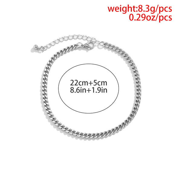 Men's Simple Basic Geometric Chain Anklet Fashionable Foot Accessories