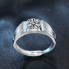 Men's Simple Geometric Silver Open Diamond Ring With Electroplating