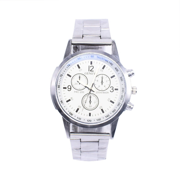 Men's Simple Style Alloy Wrist Watch With Round Dial And Stainless Steel Single Folding Buckle