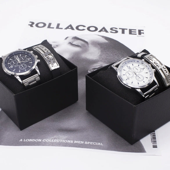Men's Simple Style Alloy Wrist Watch With Round Dial And Stainless Steel Single Folding Buckle