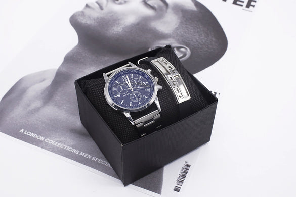 Men's Simple Style Alloy Wrist Watch With Round Dial And Stainless Steel Single Folding Buckle