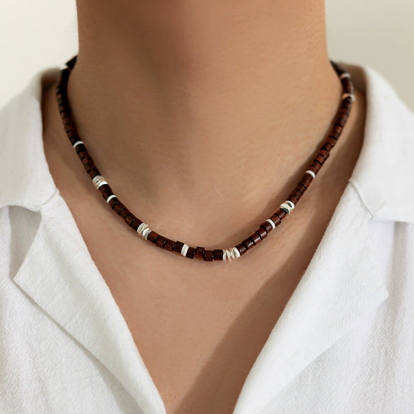 Men's Soft Pottery Beaded Handmade Necklace
