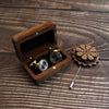 Men's Solid Black Walnut Wood Small Cufflink Box With French Orchid Cufflinks Sculptured Magnetic Flap Jewelry Packaging Storage Gift Box