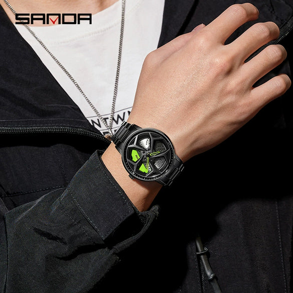 Men's Solid Steel Band Quartz Watch Alloy Case Stainless Steel Buckle Round Dial Leisure Style Waterproof