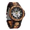 Men's Solid Wood Automatic Mechanical Leisure Round Watch With Hollowout Bottom