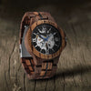 Men's Solid Wood Automatic Mechanical Leisure Round Watch With Hollowout Bottom