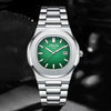 Men's Sport Stainless Steel And Sapphire Crystal Glass Mirror Round Dial Quartz Watch