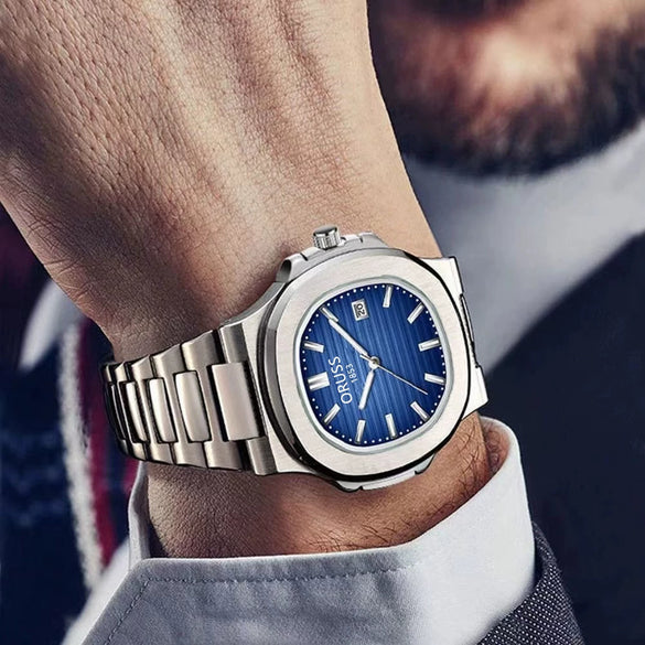 Men's Sport Stainless Steel And Sapphire Crystal Glass Mirror Round Dial Quartz Watch