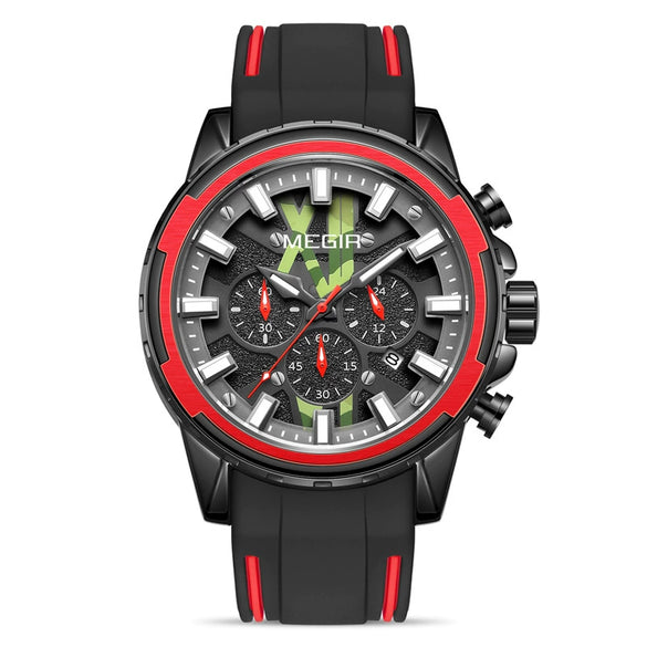 Men's Sports Alloy And Silicone Quartz Watch With Round Dial And Stainless Steel Buckle