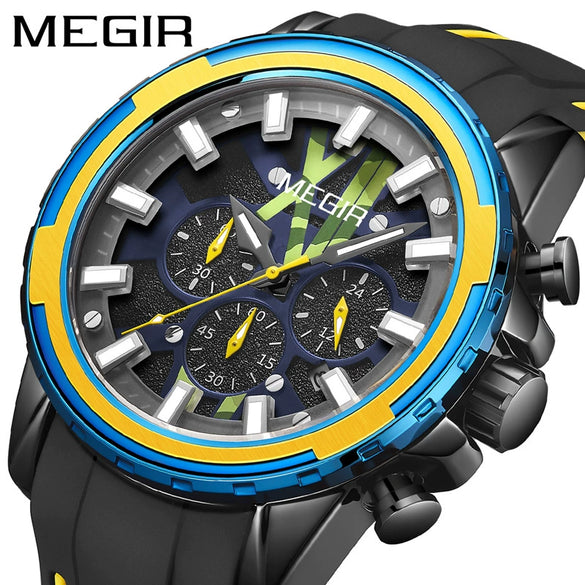 Men's Sports Alloy And Silicone Quartz Watch With Round Dial And Stainless Steel Buckle