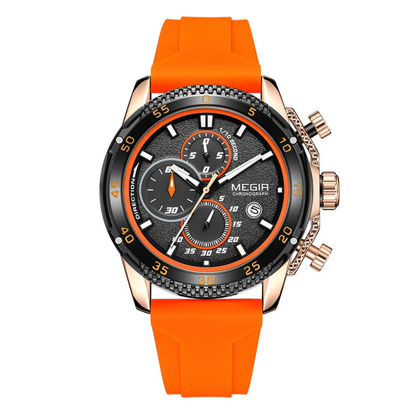 Men's Sports Alloy Case Silicone Strap Round Dial Waterproof Luminous Quartz Watch