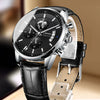 Men's Sports Automatic Waterproof Luminous Calendar Watch Metal Case Genuine Leather Strap Mineral Reinforced Glass Mirror