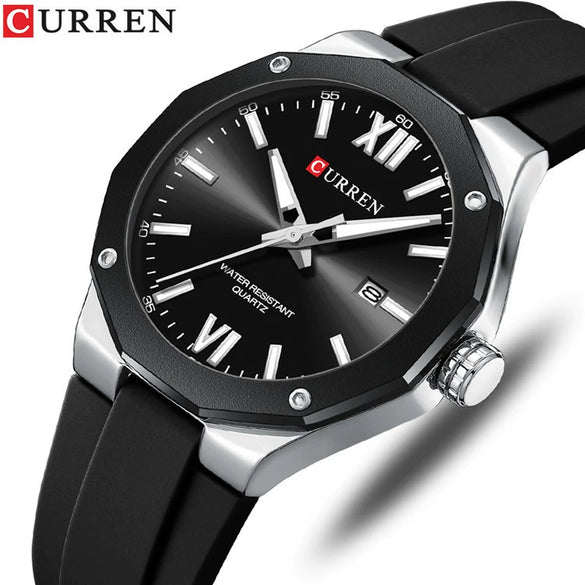 Men's Sports Casual Alloy And Silicone Watch With Round Dial Waterproof