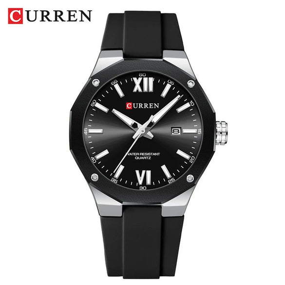 Men's Sports Casual Alloy And Silicone Watch With Round Dial Waterproof