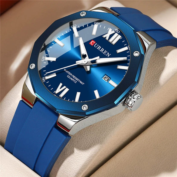Men's Sports Casual Alloy And Silicone Watch With Round Dial Waterproof