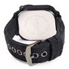 Men's Sports Denim Quartz Watch With Multitime Zone Square Dial Stainless Steel Case And Clasp Textile Strap