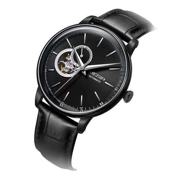 Men's Sports Mechanical Movement Watch Alloy Case Silicone Strap Round Dial Luminous Waterproof Business Style