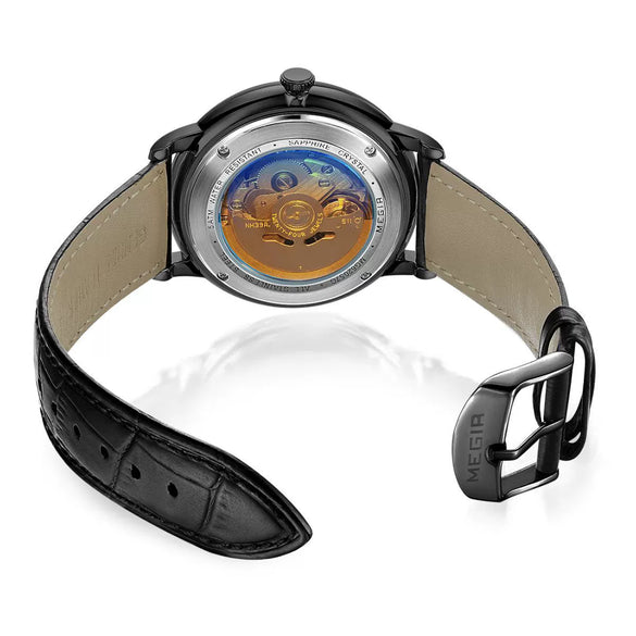 Men's Sports Mechanical Movement Watch Alloy Case Silicone Strap Round Dial Luminous Waterproof Business Style