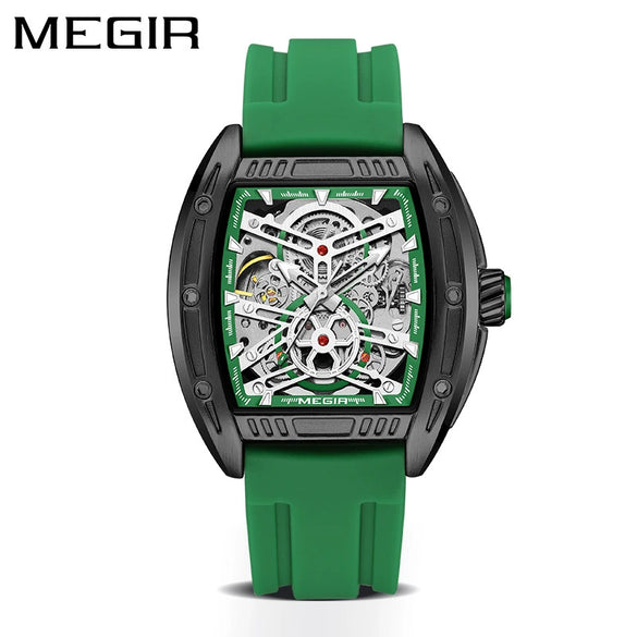 Men's Sports Mechanical Watch Alloy Case Silicone Strap Square Dial Luminous Waterproof