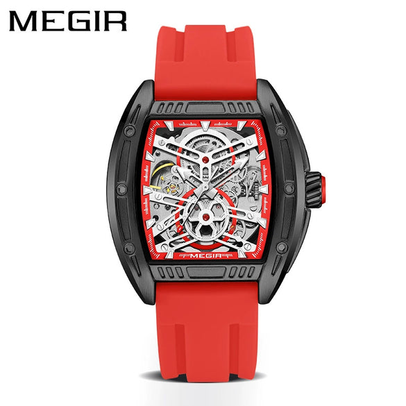 Men's Sports Mechanical Watch Alloy Case Silicone Strap Square Dial Luminous Waterproof
