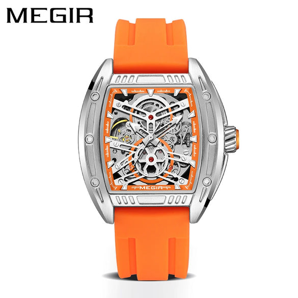 Men's Sports Mechanical Watch Alloy Case Silicone Strap Square Dial Luminous Waterproof