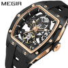 Men's Sports Mechanical Waterproof Watch Alloy Case Silicone Strap Barrel Shape