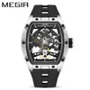 Men's Sports Mechanical Waterproof Watch Alloy Case Silicone Strap Barrel Shape