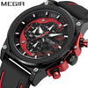 Men's Sports Multifunction Chronograph Quartz Watch Alloy Case Stainless Steel Clasp Silicone Strap Round Dial