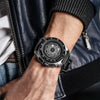 Men's Sports Multifunction Luminous Silicone Quartz Watch With Alloy Case Mineral Reinforced Glass Mirror Stainless Steel Buckle And Round Dial