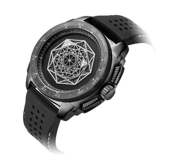 Men's Sports Multifunction Luminous Silicone Quartz Watch With Alloy Case Mineral Reinforced Glass Mirror Stainless Steel Buckle And Round Dial