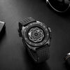 Men's Sports Multifunction Luminous Silicone Quartz Watch With Alloy Case Mineral Reinforced Glass Mirror Stainless Steel Buckle And Round Dial