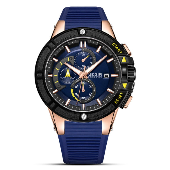 Men's Sports Multifunctional Chronograph Quartz Watch Alloy Case Silicone Strap Mineral Strengthened Glass Mirror Round Dial