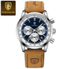 Men's Sports Multifunctional Quartz Watch With Genuine Leather Strap Alloy Case And Round Dial