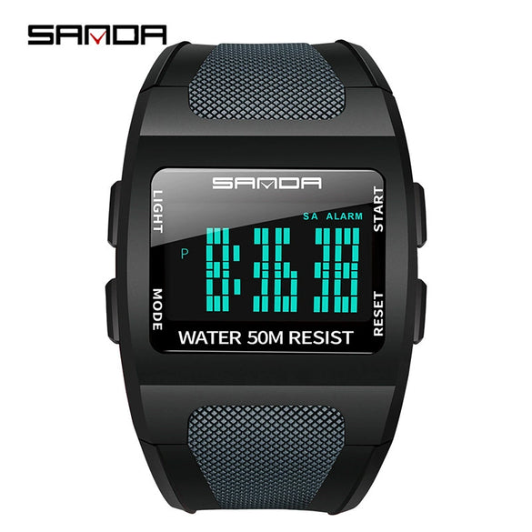 Men's Sports Outdoor Watch Resin Case Square Dial Mineral Reinforced Mirror