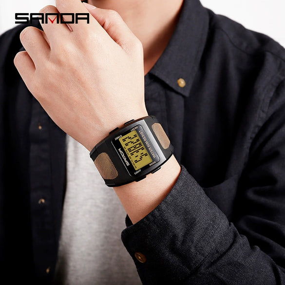 Men's Sports Outdoor Watch Resin Case Square Dial Mineral Reinforced Mirror