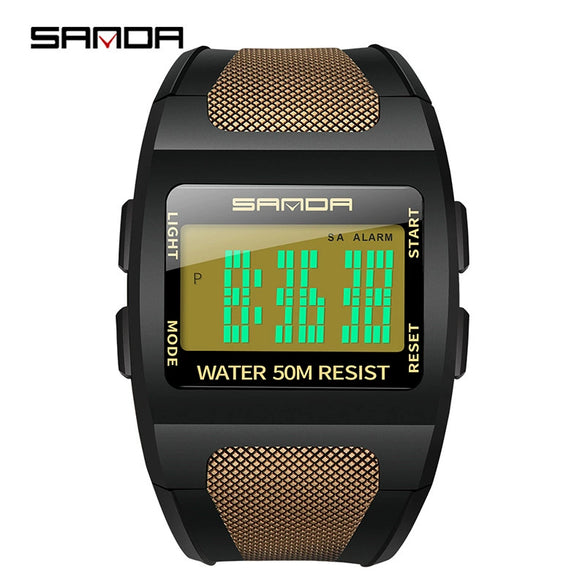 Men's Sports Outdoor Watch Resin Case Square Dial Mineral Reinforced Mirror