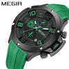 Men's Sports Quartz Watch Alloy Case Mineral Reinforced Glass Mirror Silicone Strap Stainless Steel Buckle Round Dial